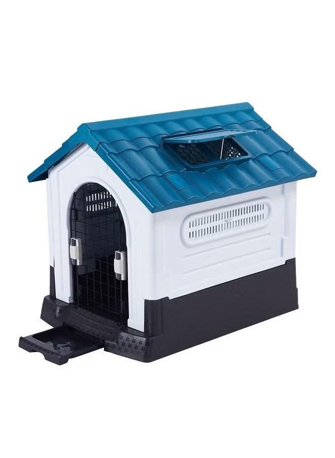 XiuWoo Dog House with Iron Gate Outdoor Plastic Dog House Water Resistant Pet House with Adjustable Skylight and Elevated Base for Small Dogs 68*57*66cm  - Image 2