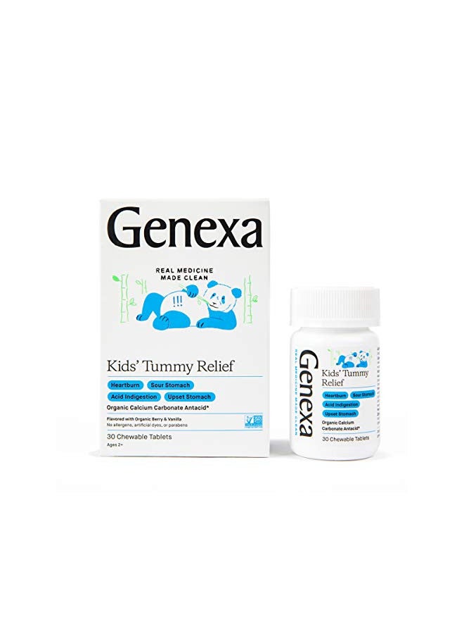 Genexa Genexa Kids' Tummy Relief - 30 Antacid Chews - Calcium Carbonate Acid Reducer - Certified Vegan, Gluten Free & Non-GMO  - Image 1