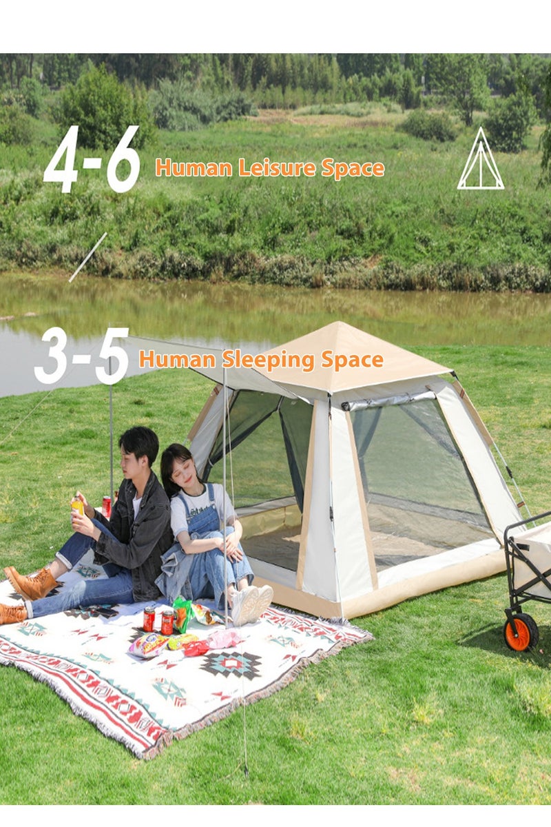 LEOKOR Camping Tent 3-5 Person, Outdoor Sports Travel Picnic Tent with Travel-Carry Bag, 2 Big Door/Floor-to-Ceiling mesh Window and 1 Dome mesh Window(Removable Top), Waterproof/Windproof Tent for Hiking Mountaineering, 210x210x145CM - Image 4