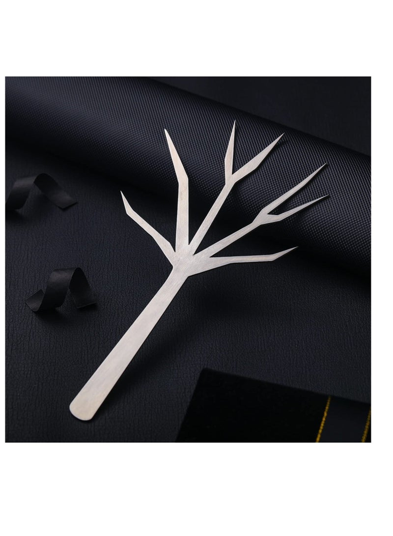 XiuWoo Stainless Steel Cocktail Toothpick, 2 Pcs Martini Drink Pick Stick, Silver Mary Tree Skewer Sticks, Metal Reusable with Holder, Gift Holder for Drinks Fruit - Image 2