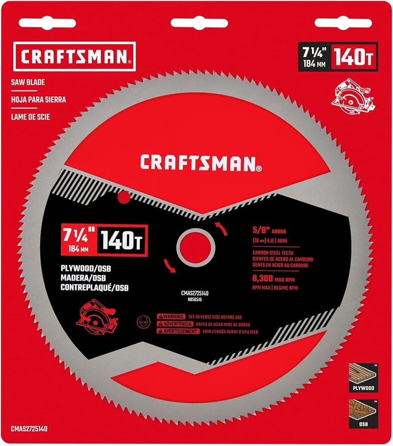 CRAFTSMAN 7 1/4 Inch 140 Tooth Fine Finish Carbon Circular Saw Blade (CMAS2725140) - Image 4