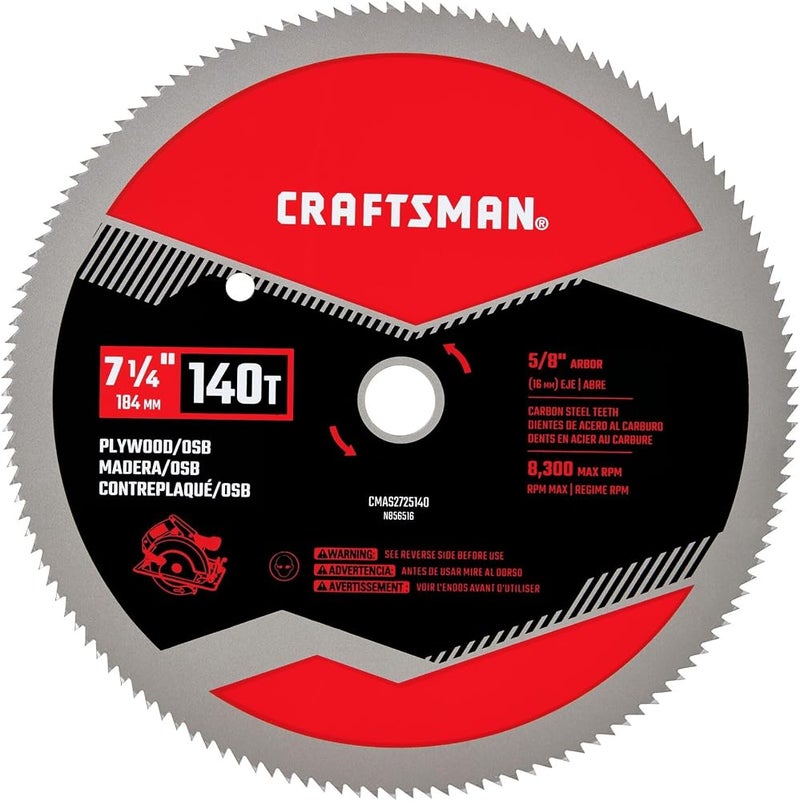 CRAFTSMAN 7 1/4 Inch 140 Tooth Fine Finish Carbon Circular Saw Blade (CMAS2725140) - Image 1