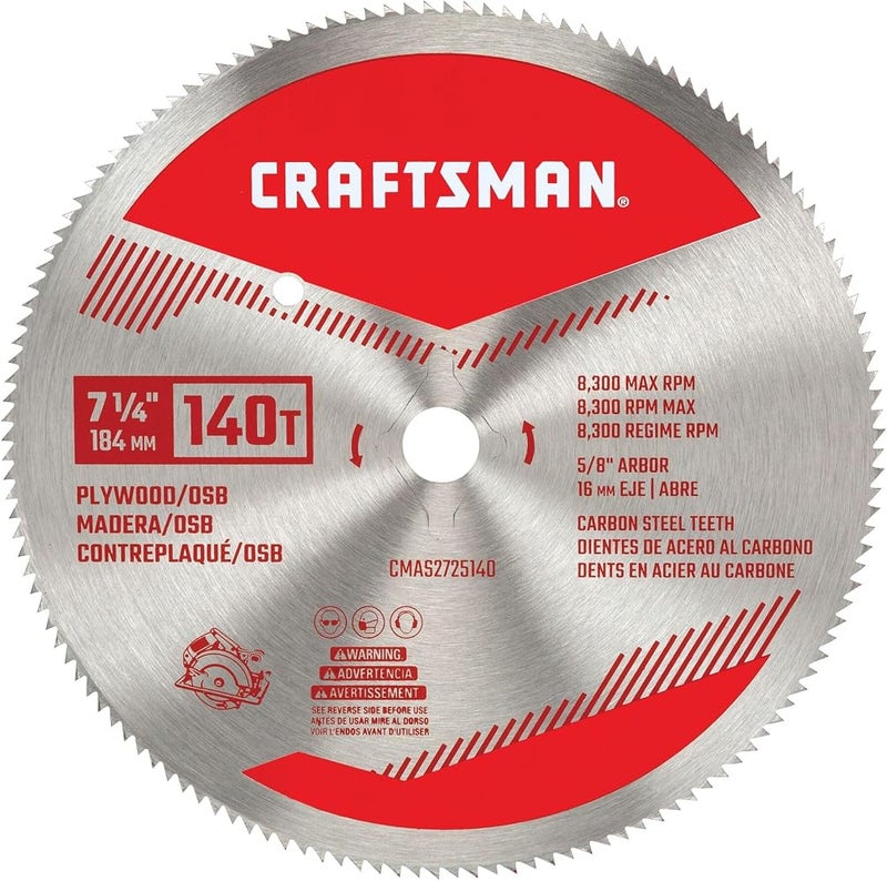 CRAFTSMAN 7 1/4 Inch 140 Tooth Fine Finish Carbon Circular Saw Blade (CMAS2725140) - Image 2