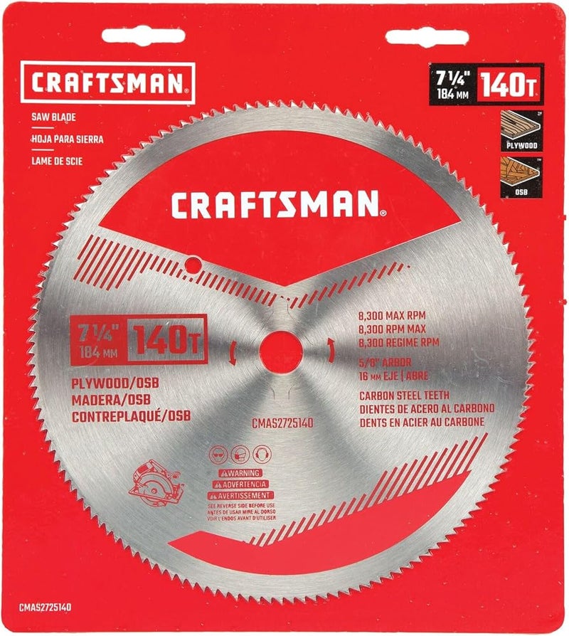 CRAFTSMAN 7 1/4 Inch 140 Tooth Fine Finish Carbon Circular Saw Blade (CMAS2725140) - Image 3