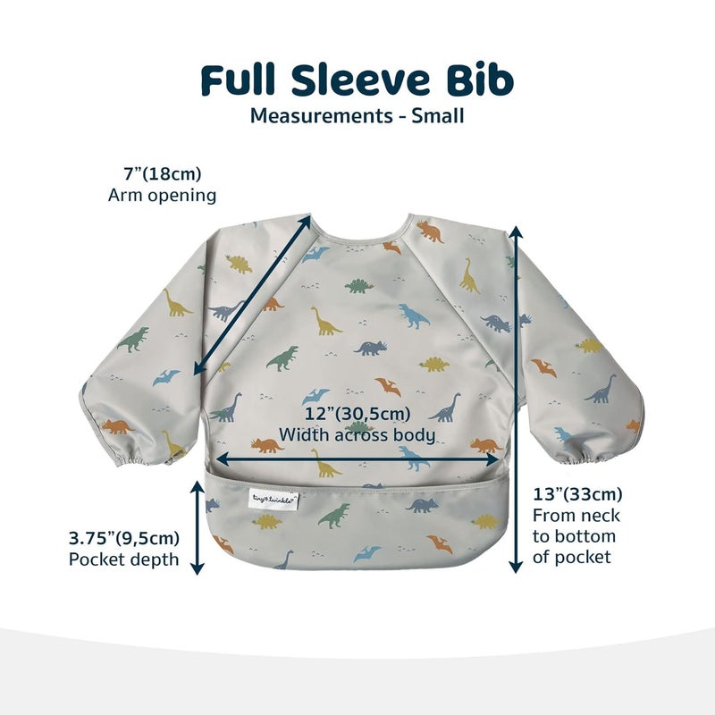 Tiny Twinkle Long Sleeve Bib for Babies & Toddlers - Waterproof Smock Bib for Eating - Machine Washable & Mess-Proof, Baby Feeding Essential & Shower Must-Have(Dinosaur, 6-24M) - Image 5