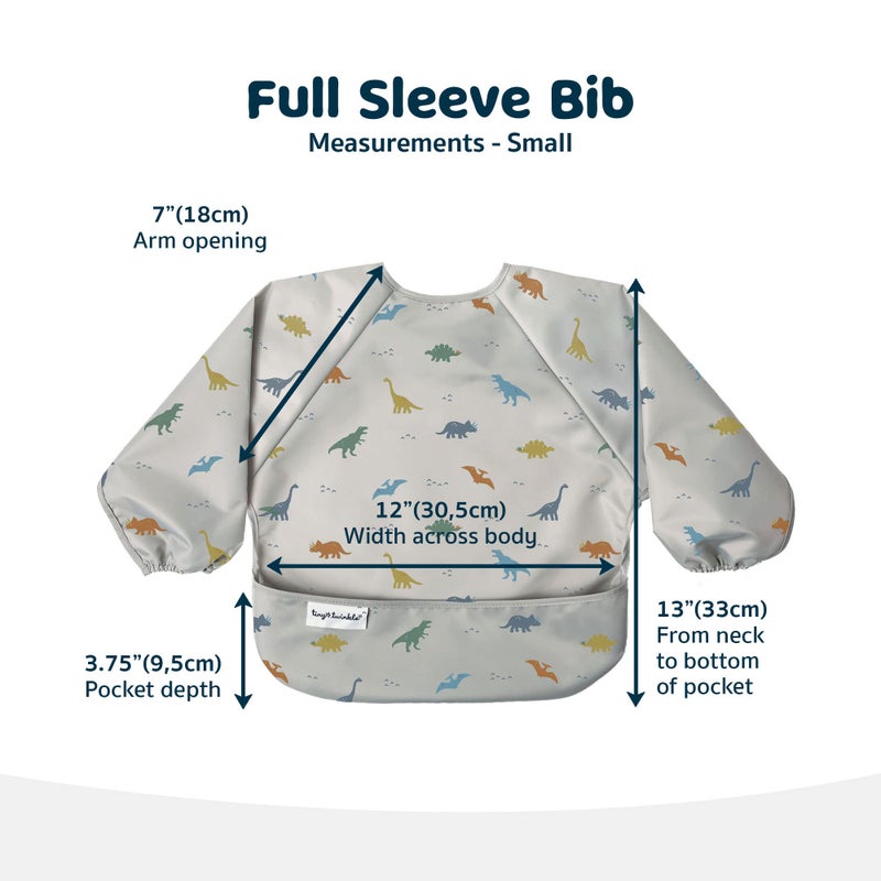 Tiny Twinkle Long Sleeve Bib for Babies & Toddlers - Waterproof Smock Bib for Eating - Machine Washable & Mess-Proof, Baby Feeding Essential & Shower Must-Have(Dinosaur, 6-24M) - Image 3