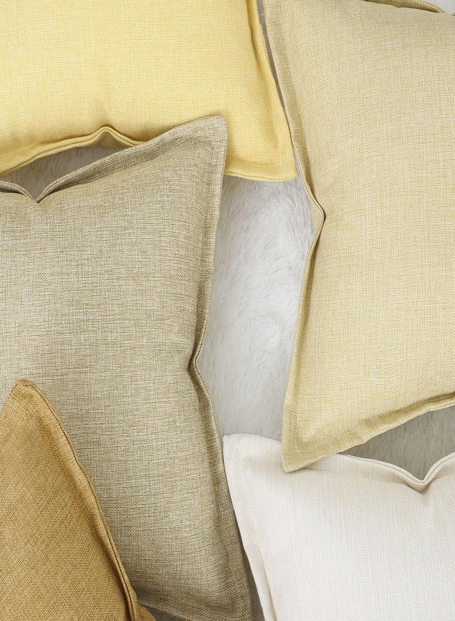 MADIZZ Set of 2 Linen Throw Pillow Covers with Broad Edge Soft Boho Decorative Pillow Cases for Sofa Bedroom Modern Pillow Shell 18x18 Inch Light Yellow - Image 5