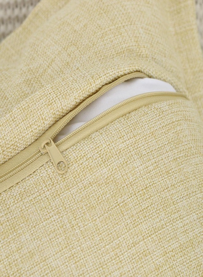 MADIZZ Set of 2 Linen Throw Pillow Covers with Broad Edge Soft Boho Decorative Pillow Cases for Sofa Bedroom Modern Pillow Shell 18x18 Inch Light Yellow - Image 3