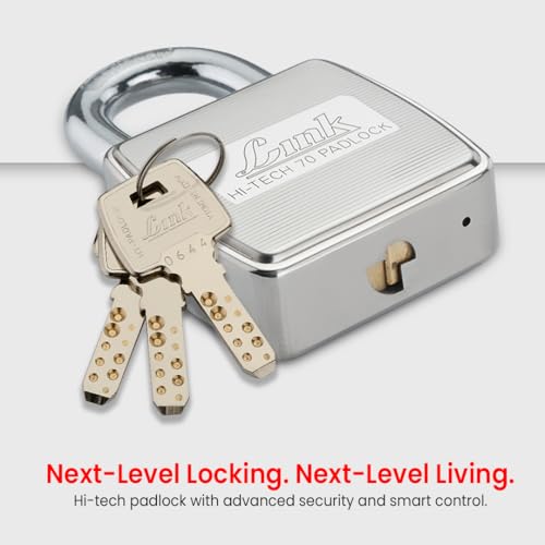 Link Hi-Tech 70MM Padlock|Stainless Steel Lock for Main Door, Office, Shop, Garage| Hardened Shackle, Silver Finish | Includes 3 Hi-Tech Keys | Rust-Resistant Security Lock | 15-Year Warranty - Image 3