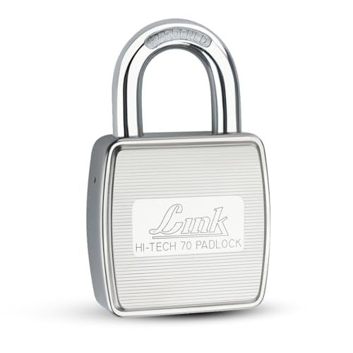Link Hi-Tech 70MM Padlock|Stainless Steel Lock for Main Door, Office, Shop, Garage| Hardened Shackle, Silver Finish | Includes 3 Hi-Tech Keys | Rust-Resistant Security Lock | 15-Year Warranty - Image 1