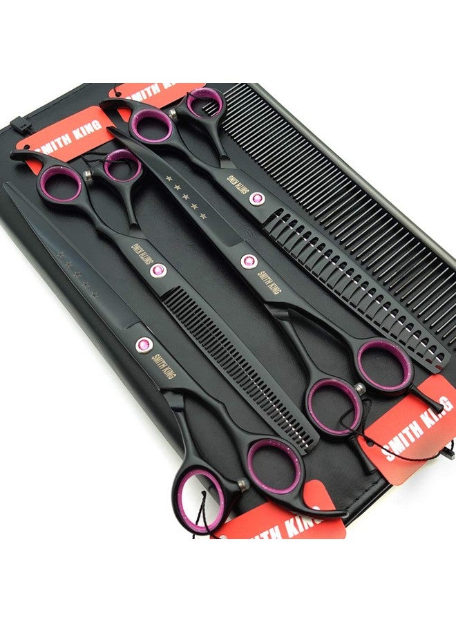 Smithking 8.0 Inches Professional Dog Grooming Scissors Set Straight & Thinning & Curved & Chunkers 4Pcs In 1 Set (With Comb) - Image 1
