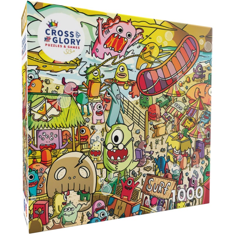 Cross & Glory Cross Glory Surf n Scream Beach Party 1000 Piece Jigsaw Puzzle for Adults Monster Beach Scene Satin Finish 20 x 27 Inches - Image 3