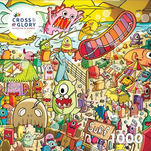 Cross & Glory Cross Glory Surf n Scream Beach Party 1000 Piece Jigsaw Puzzle for Adults Monster Beach Scene Satin Finish 20 x 27 Inches - Image 5