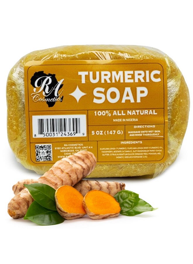 RA COSMETICS 100% Natural Turmeric Soap Bar for Face & Body - Handcrafted Cleansing Bar for Dark Spots, Brightening, Oil Control, and Exfoliation - Detoxifying, Chemical-Free Soap for All Skin Types - Image 1
