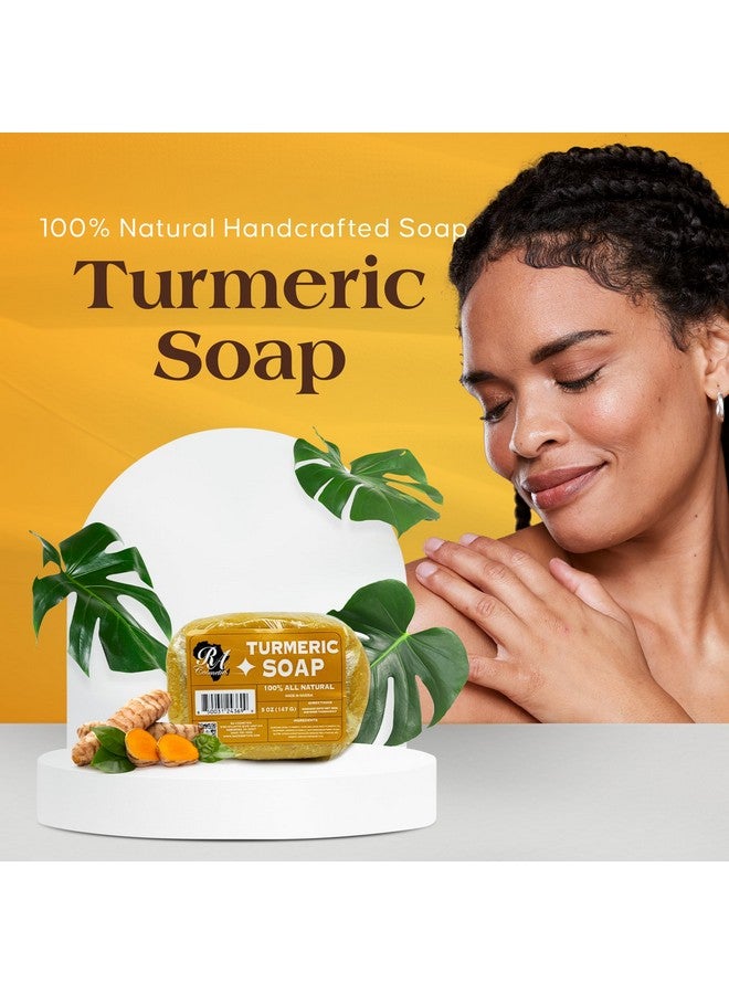 RA COSMETICS 100% Natural Turmeric Soap Bar for Face & Body - Handcrafted Cleansing Bar for Dark Spots, Brightening, Oil Control, and Exfoliation - Detoxifying, Chemical-Free Soap for All Skin Types - Image 3