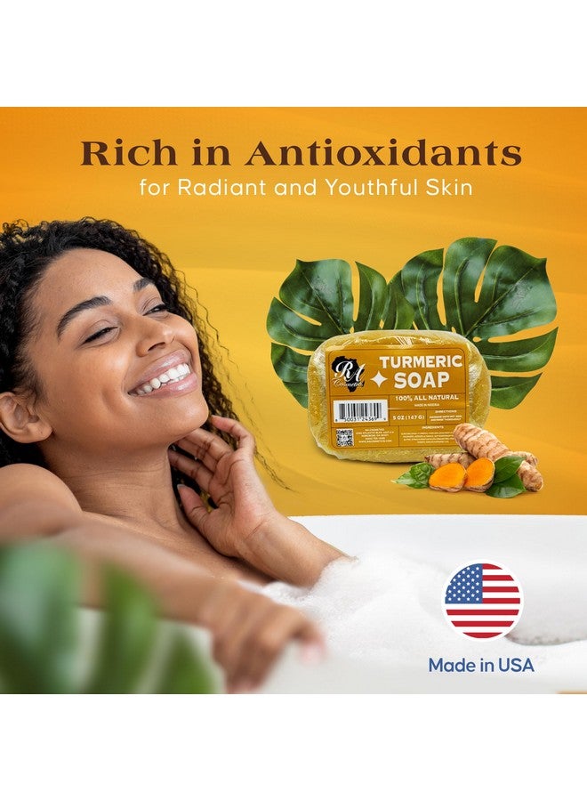 RA COSMETICS 100% Natural Turmeric Soap Bar for Face & Body - Handcrafted Cleansing Bar for Dark Spots, Brightening, Oil Control, and Exfoliation - Detoxifying, Chemical-Free Soap for All Skin Types - Image 5
