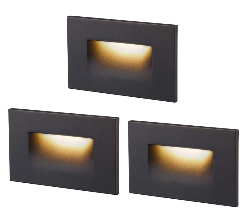 CLOUDY BAY 120V Dimmable LED Step Light,3000K Warm White 3W 100lm,Indoor Outdoor Stair Light,Oil Rubbed Bronze,3 Pack - Image 1