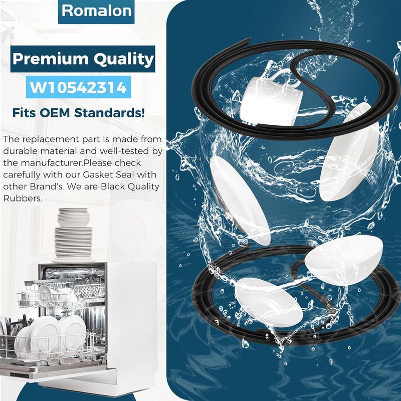 Romalon W10542314 Dishwasher Door Seal Gasket Strike（Improved version）by Fit for Whirl-pool AP5650274 PS5136129 W10284090 8268888 black - Image 5
