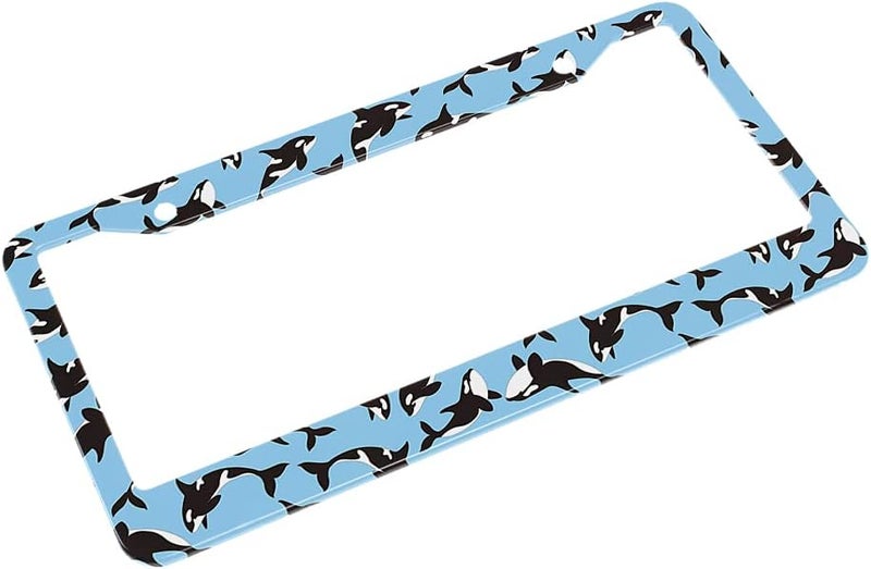 Beabes Killer Whales Pattern License Plate Frame - Blue Car Tag Cover - Image 4