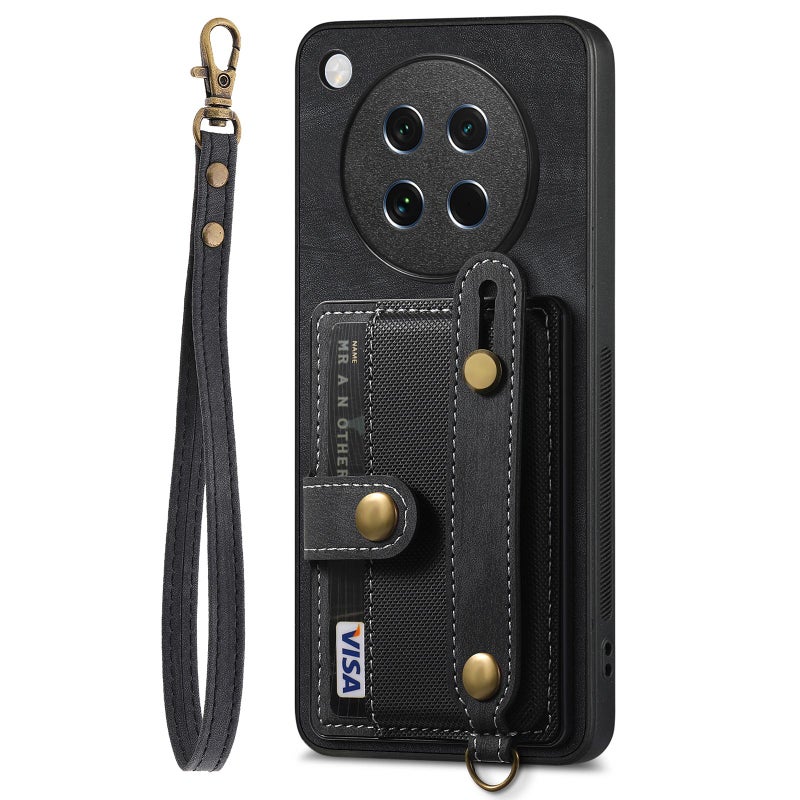 HuHa Case Cover For OPPO Find X8s Retro Cross Wristband Wallet Leather Back Phone Case(Black) - Image 2