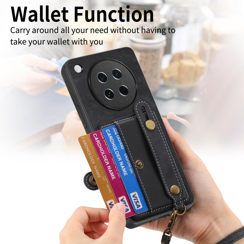 HuHa Case Cover For OPPO Find X8s Retro Cross Wristband Wallet Leather Back Phone Case(Black) - Image 5