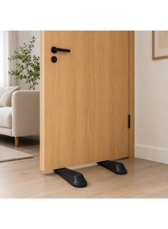 2 Pieces Door Stopper Wedge Non Slip Door Stop Heavy Duty Floor Door Holder Rubber Door Jam For Home Office Classroom Hotel Safety Door Stopper Black - Image 2