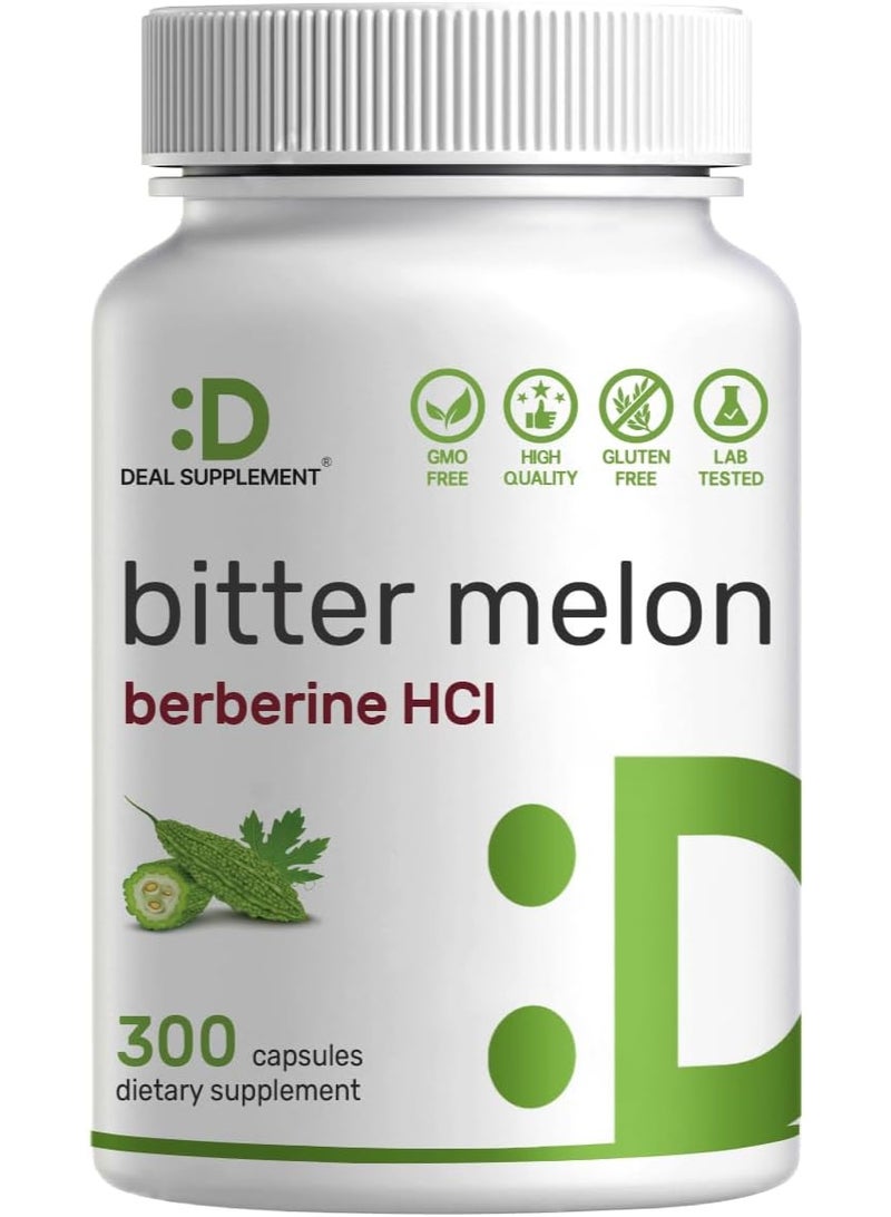 DEAL SUPPLEMENT Bitter Melon with Berberine Supplement 15,000mg Per Serving, 300 Capsules | 15:1 Wild Bitter Melon Fruit Extract & Berberine HCL | Third Party Tested | Plant Based, Non-GMO - Image 1