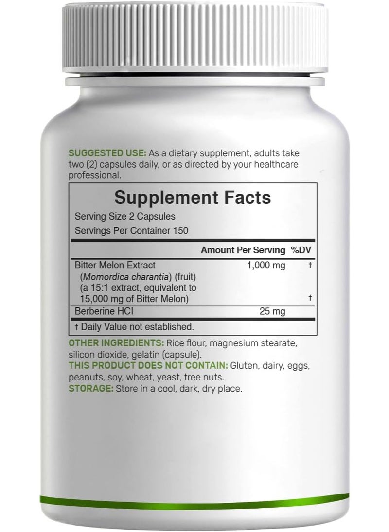 DEAL SUPPLEMENT Bitter Melon with Berberine Supplement 15,000mg Per Serving, 300 Capsules | 15:1 Wild Bitter Melon Fruit Extract & Berberine HCL | Third Party Tested | Plant Based, Non-GMO - Image 2