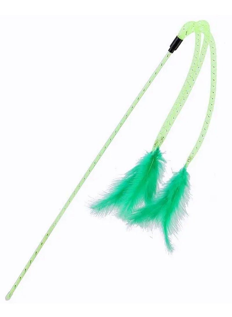 Elastic Tassel Teasing Long Handle with Feather Interactive Cat Toy