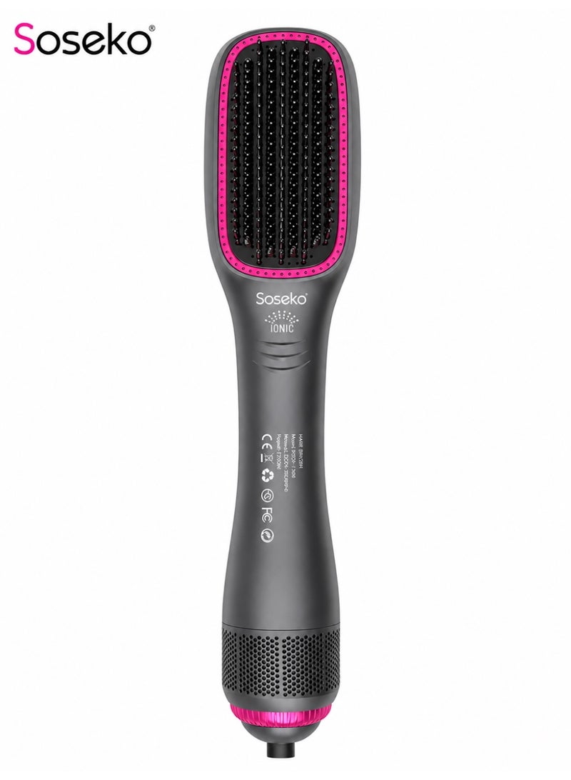 Soseko 3-in-1 Hair Dryer Brush & Straightener, 1200W Ceramic Ionic Hot Air Brush - Image 1