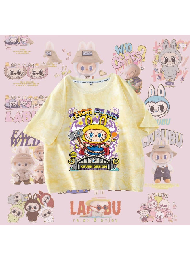 Labu's New Tie-dye Uni Cute Cartoon Fashion Short-sleeve T-shirt Top  Summer New Trend