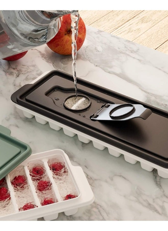 12 Ice Cube Tray with Easy-Fill Lid Made of Plastic and Flexible Silicone Base for Easy Release of Ice Cubes Chocolate Jelly Cookie Mold-Multicolor