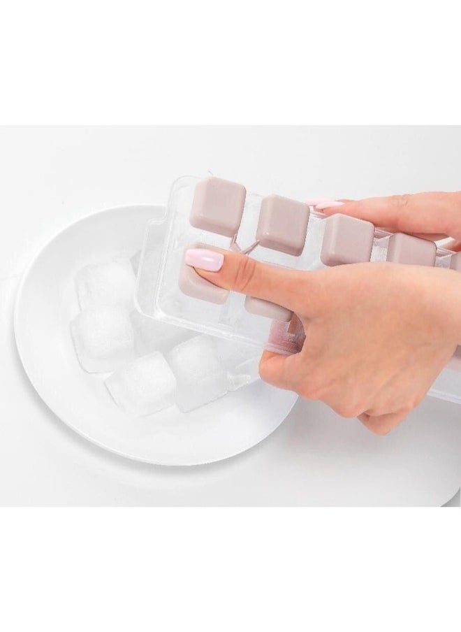 12 Ice Cube Tray with Easy-Fill Lid Made of Plastic and Flexible Silicone Base for Easy Release of Ice Cubes Chocolate Jelly Cookie Mold-Multicolor