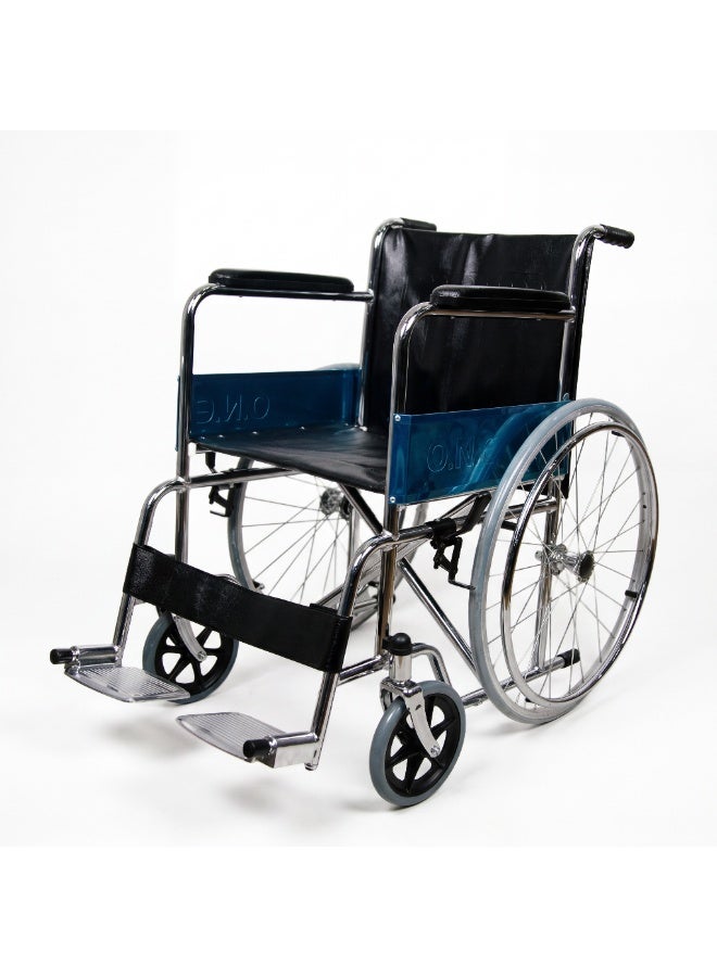 O.N.E Steel foldable commode  wheelchair with 46cm seat for adult, elderly, disabled - Image 1