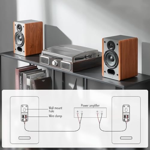 Edifier P12 Passive Bookshelf Speakers - 2-Way Speakers with Built-in Wall-Mount Bracket - Wood Color - Brown, Auxiliary - Image 5