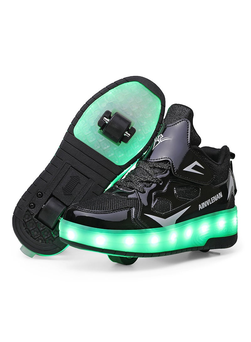 Loquat Kids LED USB Charging Roller Skate Shoes with Wheel Shoes Light up Roller Shoes Rechargeable Roller Sneakers for Girls Boys Children - Image 1