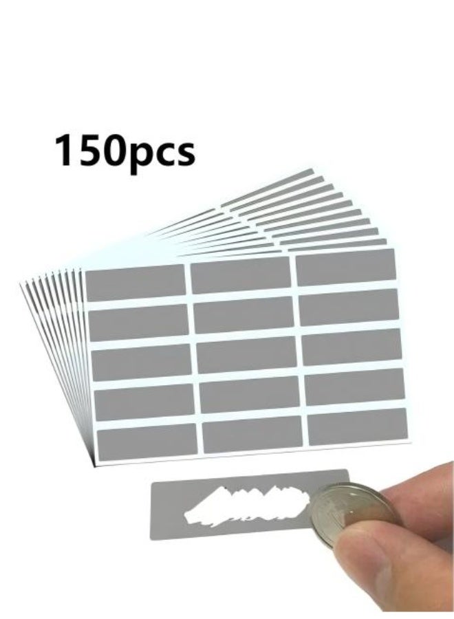 150PCS(10Sheets) Scratch Off Stickers Labels - Rectangle, Gray, 48mm x 15mm Self-Adhesive Easy to Peel and Stick for DIY Wedding Party Games Fundraisers Promotions - Image 1