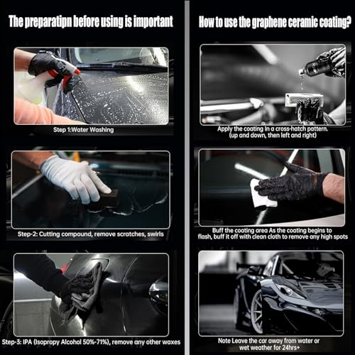 Autokcan Graphene Ceramic Coating(60ML), 10H Ceramic Coating for Cars, High Gloss Anti-Scratch Nano Coat Kit Hydrophbic Mirror Paint Protection 7 Years Prorection - Image 2