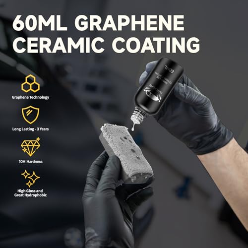 Autokcan Graphene Ceramic Coating(60ML), 10H Ceramic Coating for Cars, High Gloss Anti-Scratch Nano Coat Kit Hydrophbic Mirror Paint Protection 7 Years Prorection - Image 5