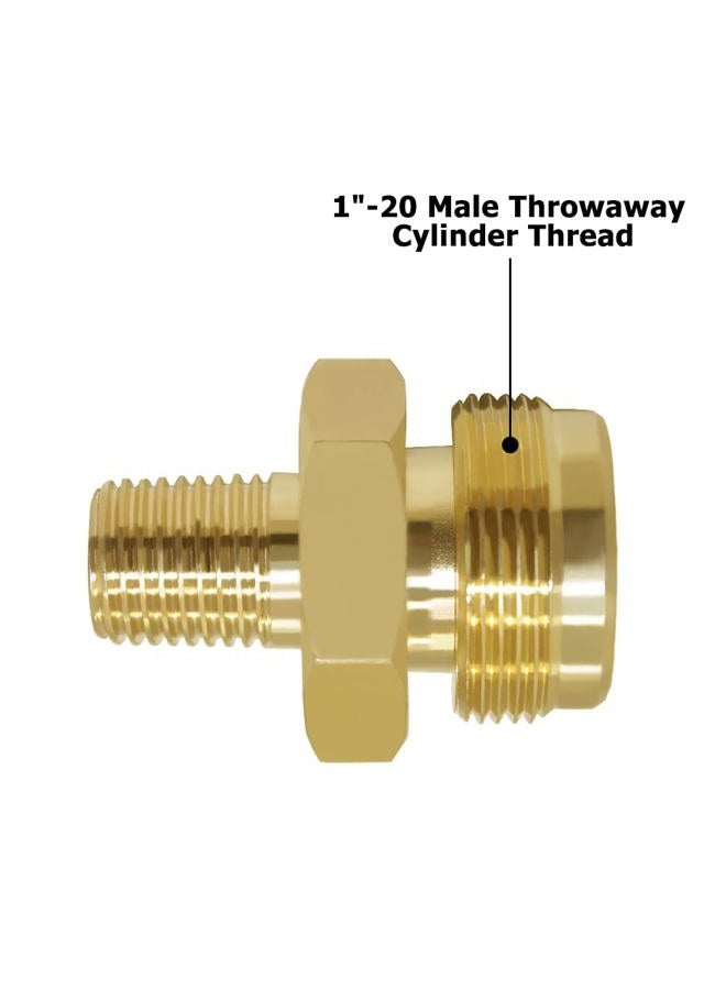Hooshing Propane Gas Fitting 1/4" Male NPT x 1"-20 Male Throwaway Cylinder Thread for RV Camping Grill Lantern and Heater - Image 3
