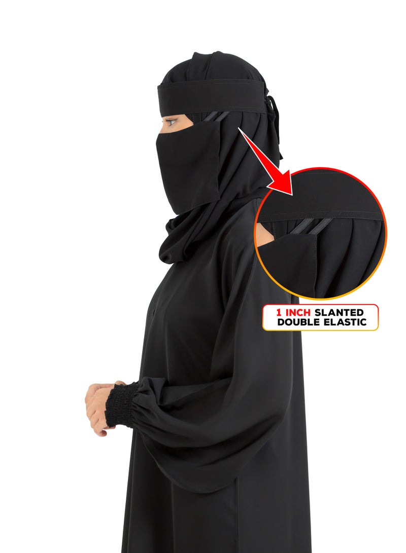 بدون اسم نقاب "بدون إسم" | نقاب قصير، بطول بوصة واحدة، مائل، مطاطي | اللون: أسود | ماركة "بدون إسم" | الموديل: 8H1L99CO - Image 1