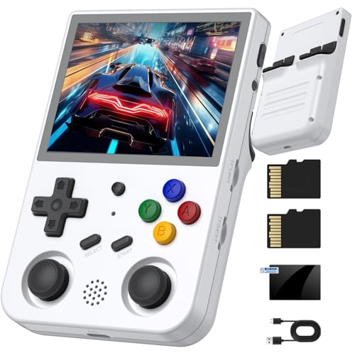 GiipGoop RG353V Handheld Game Console RG353V Video Games Console 35 IPS Screen Android 11 and Linux System RK3566 64bit Game Player Retro Gaming Console Bluetooth 42 and 5G WiFi White - Image 1