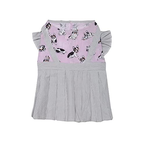Lulala Pet Dress Summer Pet Dress Soft Pet Princess Dress Pet Hawaiian Pet Frock Suit Summer Pet Clothes Pet Shirt Skirt Striped Printed T Shirts for Pets(18 Inch,Pink) - Image 3