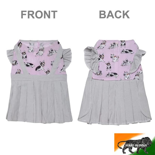 Lulala Pet Dress Summer Pet Dress Soft Pet Princess Dress Pet Hawaiian Pet Frock Suit Summer Pet Clothes Pet Shirt Skirt Striped Printed T Shirts for Pets(18 Inch,Pink) - Image 4