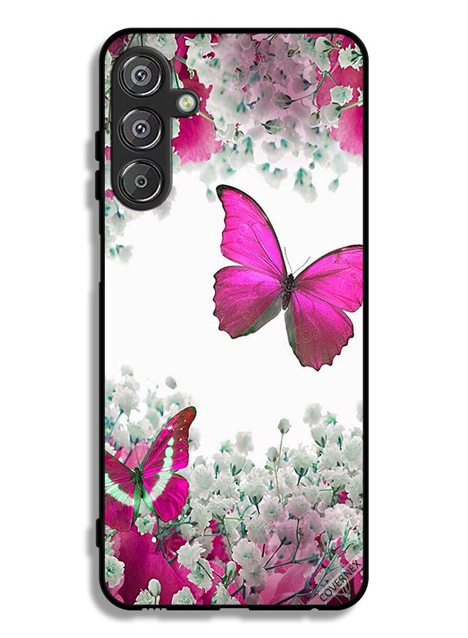 Covernex غطاء حماية لجهاز سامسونج جالاكسي M15 5G مزين بفراشات جميلة وورود صغيرة - Image 1