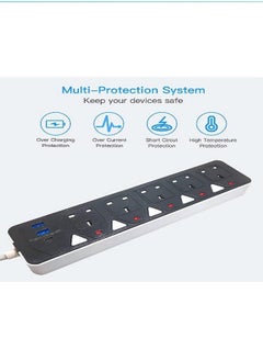 Generic Floson 5-Socket Power Strip with 2 USB & 1 Type-C Port | 3-Meter Extension Cord | Surge Protector | Fast Charging | Multi-Device Compatibility | Home & Office Essential  - Image 5