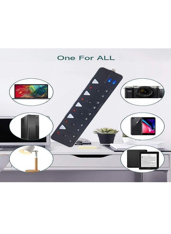 Generic - Floson 5-Socket Power Strip with 2 USB & 1 Type-C Port | 3-Meter Extension Cord | Surge Protector | Fast Charging | Multi-Device Compatibility | Home & Office Essential - Image 1