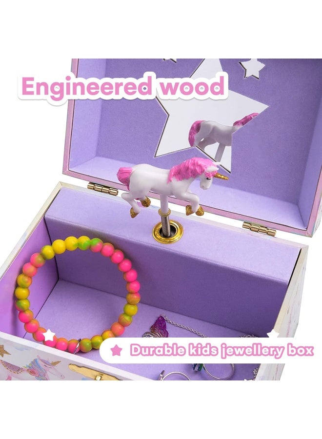 JewelKeeper Girl S Musical Jewelry Storage Box With Spinning Unicorn Glitter Rainbow And Stars Design The Beautiful Dreamer Tune - Image 5