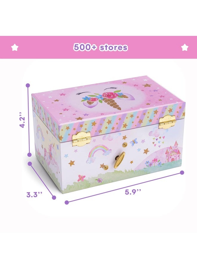 JewelKeeper Girl S Musical Jewelry Storage Box With Spinning Unicorn Glitter Rainbow And Stars Design The Beautiful Dreamer Tune - Image 3