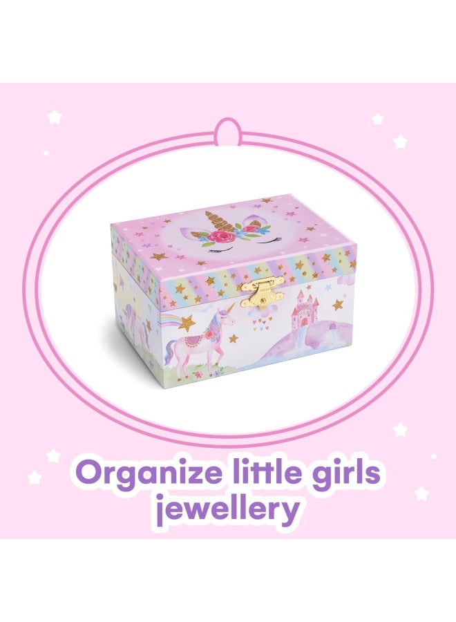 JewelKeeper Girl S Musical Jewelry Storage Box With Spinning Unicorn Glitter Rainbow And Stars Design The Beautiful Dreamer Tune - Image 2